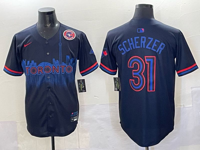 Men 2025 Toronto Blue Jays #31 Scherzer Black Joint Name Nike MLB Jersey 09->los angeles angels->MLB Jersey
